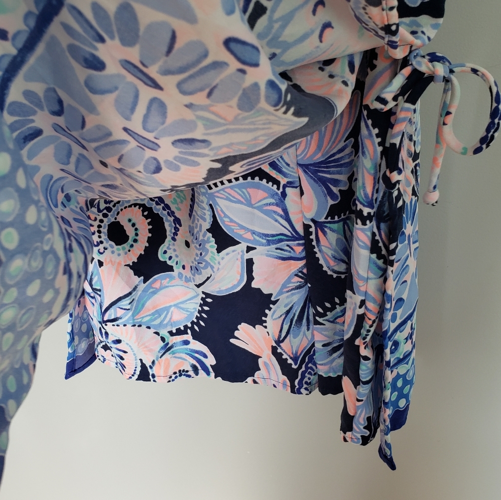 Lilly Pulitzer Donna Shift Romper Blue Pink Sz 00 - Picture 6 of 9